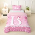 thumbnail image 1 of Castle Fairy Pink Glitter Letter B Twin Bedding for Girls,Love Heart Print Duvet Cover Set,2pcs,No Comforter,Pink Reversible, 1 of 6