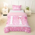 thumbnail image 1 of Castle Fairy Pink Glitter Letter H Twin Bedding for Girls,Love Heart Bow Print Duvet Cover Set,2pcs,No Comforter,Pink Reversible, 1 of 6