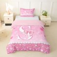 thumbnail image 1 of Castle Fairy Pink Glitter Letter S Twin Bedding for Girls,Cartoon Bow Duvet Cover Set,2pcs,No Comforter,Pink Reversible, 1 of 6