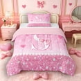 thumbnail image 1 of Castle Fairy Pink Glitter Letter S Twin Comforter Sets 3-Piece for Girls,Cartoon Bow Bedding Set,Pink Reversible, 1 of 6