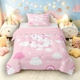 thumbnail image 1 of Castle Fairy Pink Rainbow Letter S Twin Comforter Sets 3-Piece for Girls,Sweet Pattern Bedding Set for Kids,Pink Reversible, 1 of 6