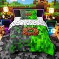 thumbnail image 1 of Castle Fairy Pixelated Miners Letter B Twin Comforter Sets 3-Piece for Kids,Gaming Blocks Bedding Set, 1 of 6