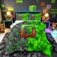 thumbnail image 1 of Castle Fairy Pixelated Miners Letter D Queen Comforter Set 3pcs for Kids,Abstract Geometric Blocks Bedding Comforter Set for Bedroom, 1 of 6