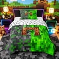 thumbnail image 1 of Castle Fairy Pixelated Miners Letter H Twin Comforter Sets 3-Piece for Kids,Gaming Blocks Bedding Set, 1 of 6