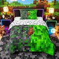 thumbnail image 1 of Castle Fairy Pixelated Miners Letter J Twin Comforter Sets 3-Piece for Kids,Block Pattern Bedding Set for Bedroom, 1 of 6
