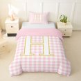 thumbnail image 1 of Castle Fairy Plaid Gold Letter H Twin Bedding for Girls,Chic Pattern Duvet Cover Set,2pcs,No Comforter,Pink Reversible, 1 of 6
