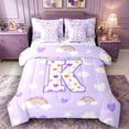 thumbnail image 1 of Castle Fairy Rainbow Letter K Bedding Comforter Set 7pcs for Kids,Cartoon Theme Queen Bedding Sets for Girls, 1 of 7