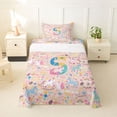 thumbnail image 1 of Castle Fairy Unicorn Letter S Twin Sheet Sets 3pcs for Kids,Kawaii Animal Bedding, 1 of 6