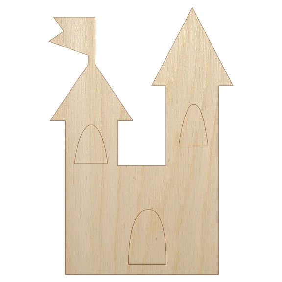 Castle Fairytale Wood Shape Unfinished Piece Cutout Craft DIY Projects - 4.70 Inch Size - 1/8 Inch Thick