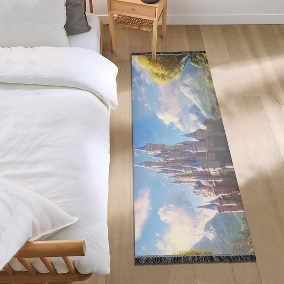 Castle Full Of Flowers Bedroom Runner Rug 2'x 6' Non Slip Carpet Indoor Home Area Rug Living Room