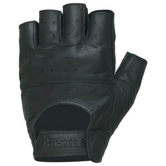 Castle Gel Fingerless Leather Gloves Black XS