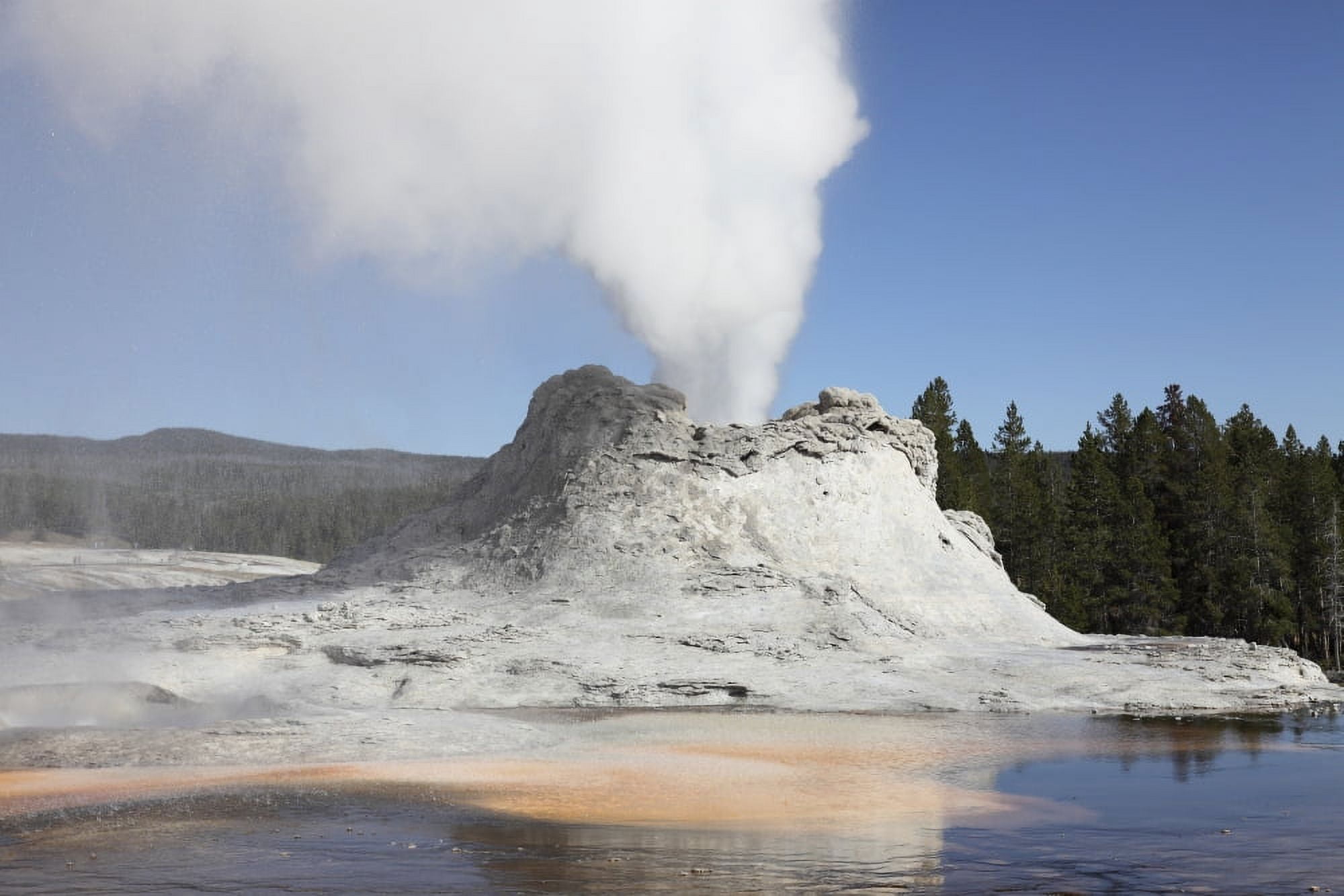 Castle Geyser steam phase Upper Geyser Basin geothermal area Yellowstone National Park Wyoming Canvas Art - Richard RoscoeStocktrek Images (18 x 12)