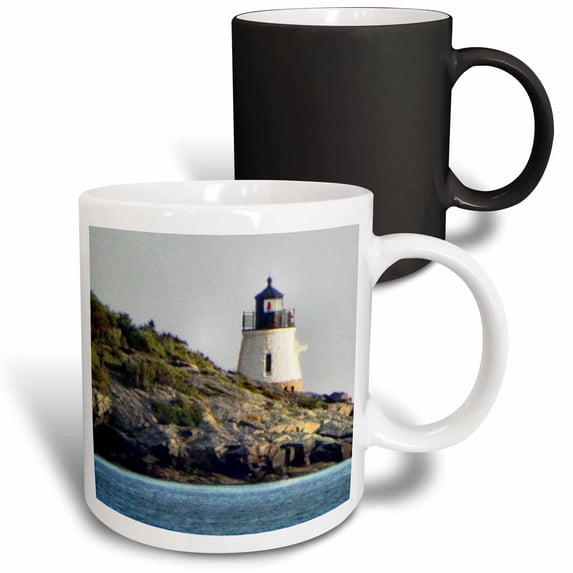 3drose, Castle Hill Lighthouse Behind a Rocky Shoal, 11oz Magic Transforming Mug
