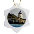 thumbnail image 1 of 3drose, Castle Hill Lighthouse Behind a Rocky Shoal, 3 inch Snowflake Porcelain Ornament, 1 of 7