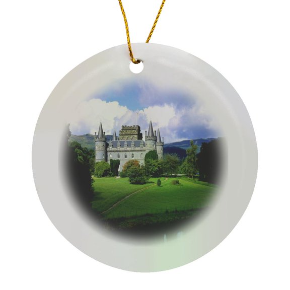 3drose, Castle in Scotland, Circle Porcelain Ornament