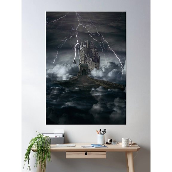 Castle In The Clouds Poster Wall Art, Modern Wall Decor For Living Room Bedroom, 8x12 UNFRAMED