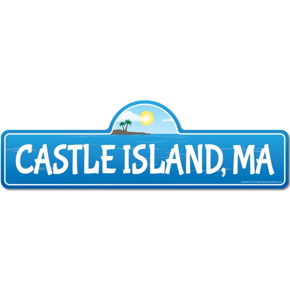 Castle Island MA Massachusetts Beach Street Sign | Indoor/Outdoor | Surfer Ocean Lover Décor For Beach House Garages Living Rooms Bedroom | Signmission Personalized Gift