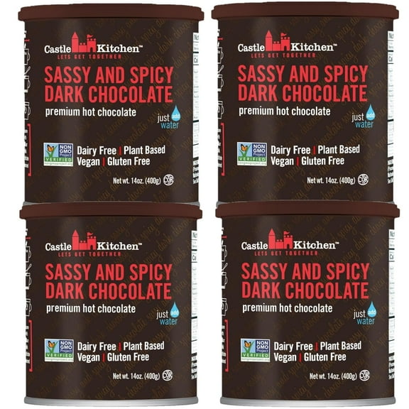 Castle Kitchen Spicy Hot Chocolate (4 Pk, 14oz Ea.) - Winter Favorite - Dairy Free, Mexican Hot Cocoa Mix made W Natural Chili Spiced Flavors - Unique Ancient Aztec Flavor W No Artificial Sweeteners