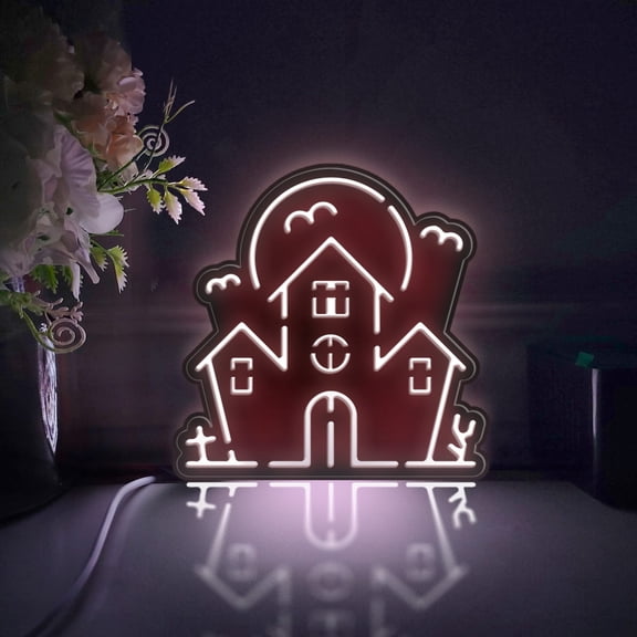 Castle Led Light Box, Dimmable Neon-Like Light Signs USB Power for Wall Decor Bedroom Decoration, Static Light (WxH) 6"x6"