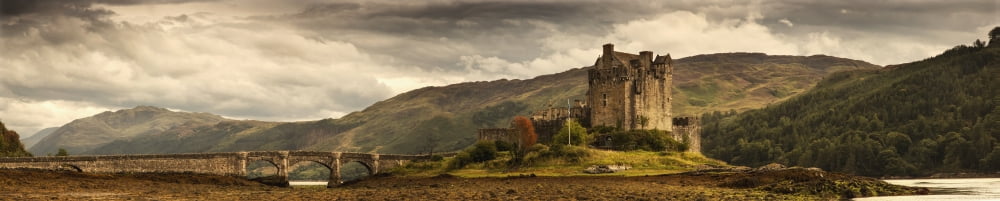 Castle On A Hill Kyle Of Lochalsh Highlands Scotland Canvas Art - John Short Design Pics (44 x 9)
