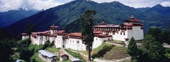 Castle On A Mountain Trongsar Dzong Trongsar Bhutan Canvas Art - Panoramic Images (36 x 13)