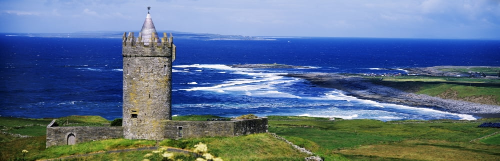 Castle On The Coast Doonagore Castle The Burren County Clare Republic Of Ireland Canvas Art - The Irish Image Collection Design Pics (34 x 11)