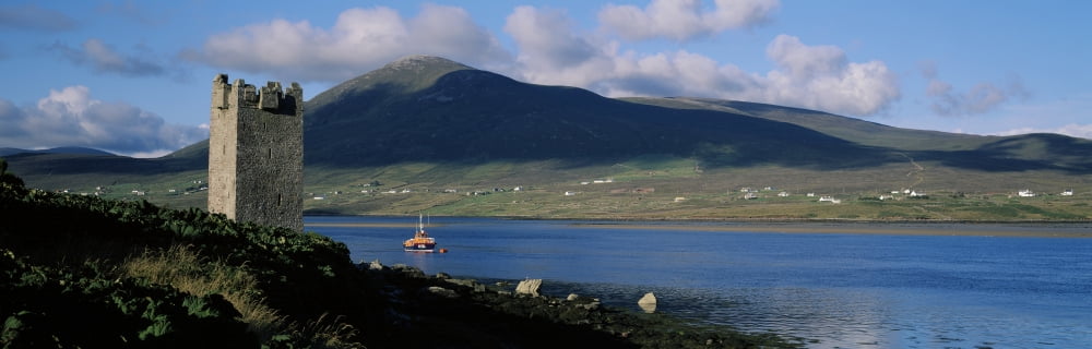 Castle On The Coast Kildownet Castle Achill Island County Mayo Republic Of Ireland Canvas Art - The Irish Image Collection Design Pics (34 x 11)