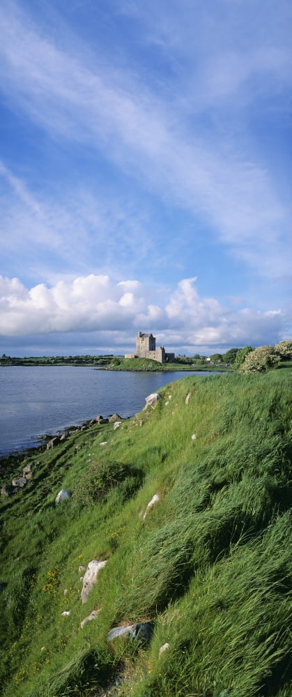 Castle On The Waterfront Dunguaire Castle Kinvara Republic Of Ireland Canvas Art - The Irish Image Collection Design Pics (12 x 30)