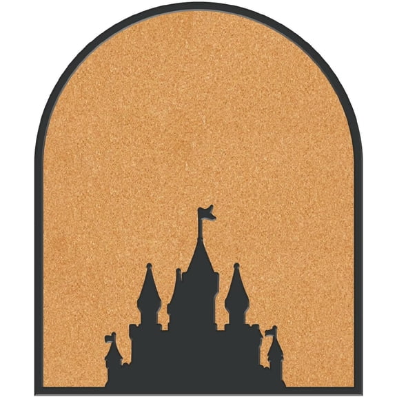 Castle Pin Cork Board 11.8x9.8In Wall Mounted Framed Bulletin Display Badge Wooden Saddle Brown Memory Memo Brooch Lapel Pin Holder Storage for Home Office School Classroom Wedding Decoration Black