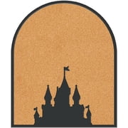 Castle Pin Cork Board 11.8x9.8In Wall Mounted Framed Bulletin Display Badge Wooden Saddle Brown Memory Memo Brooch Lapel Pin Holder Storage