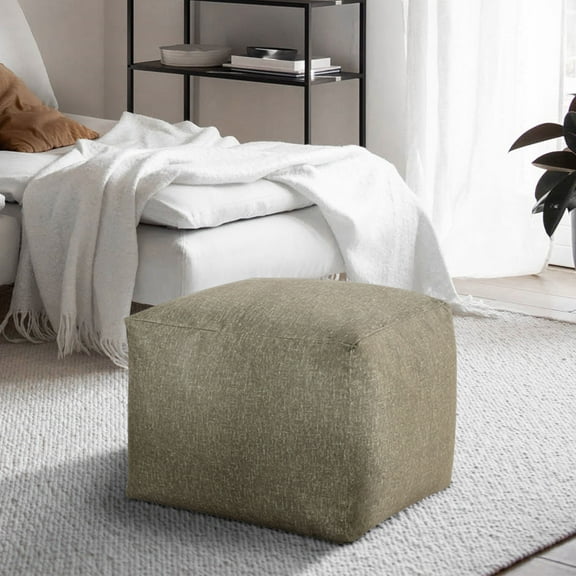 Castle Place 24" Velvet Pouf, Truffle Brown