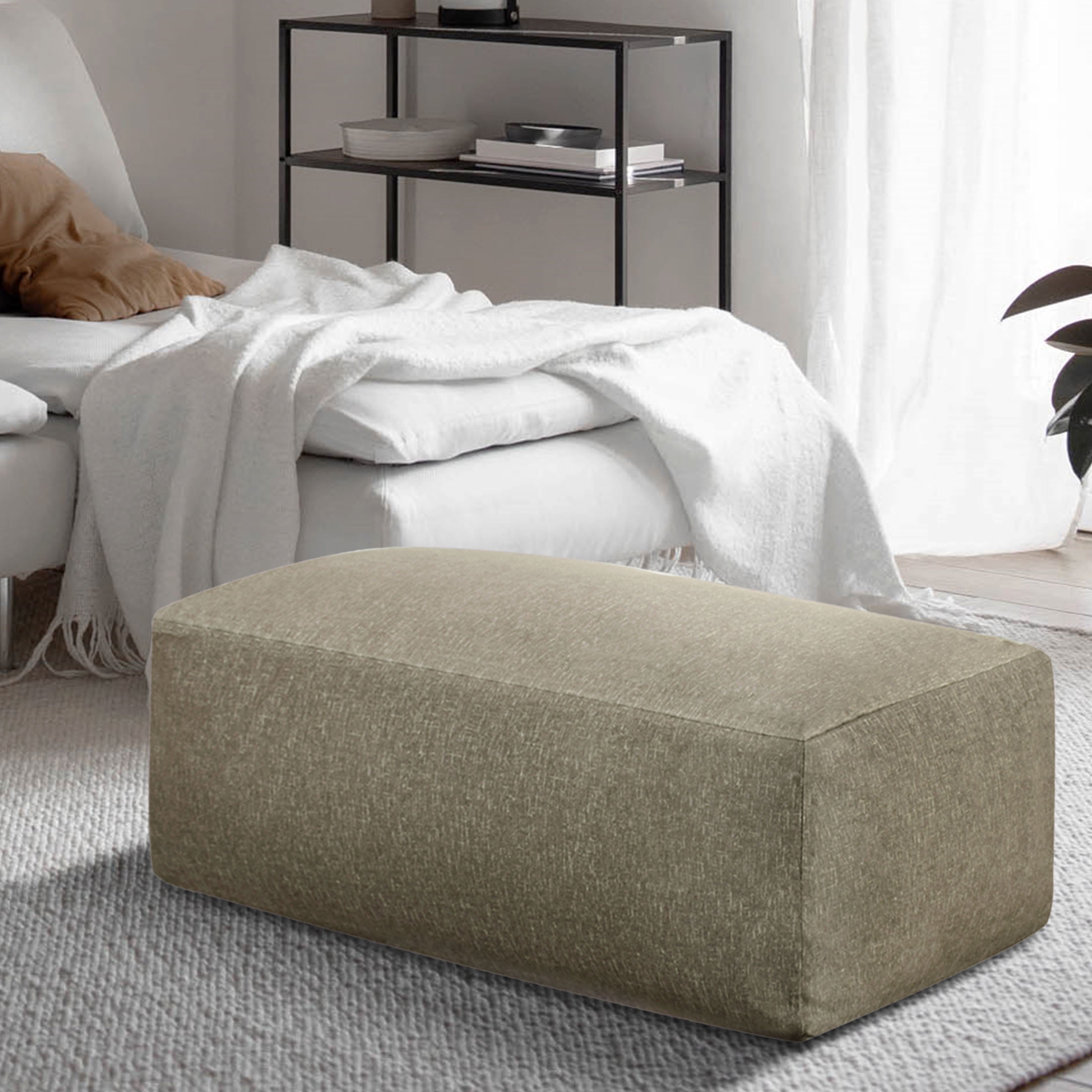 Castle Place 42" Velvet Pouf, Truffle Brown