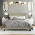 thumbnail image 1 of Castle Place Chic Corduroy Velvet Upholstered Full Bed, Beige, 1 of 6