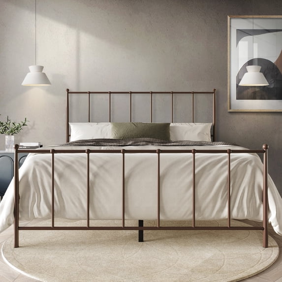 Castle Place Classic Full Size Metal Platform Bed In Brown