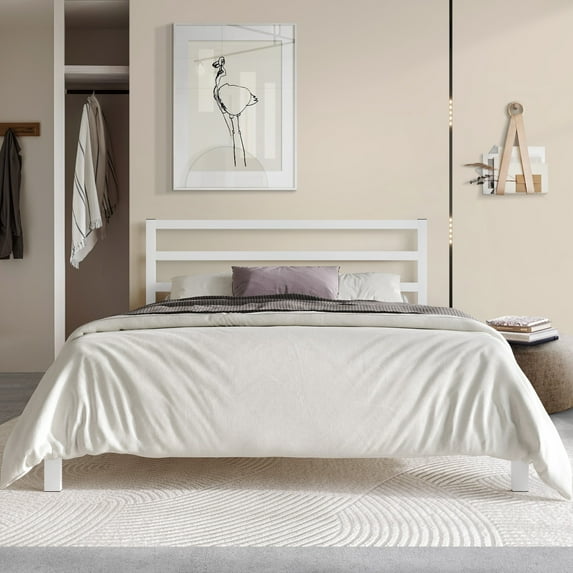 Castle Place Classic Full Platform Metal Bed In White
