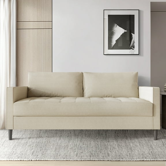 Castle Place Classic Linen Upholstered Sofa, Beige