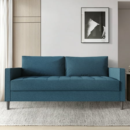 Castle Place Classic Linen Upholstered Sofa, Blue
