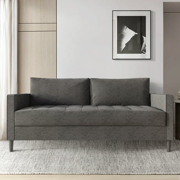 Castle Place Classic Linen Upholstered Sofa, Dark Grey