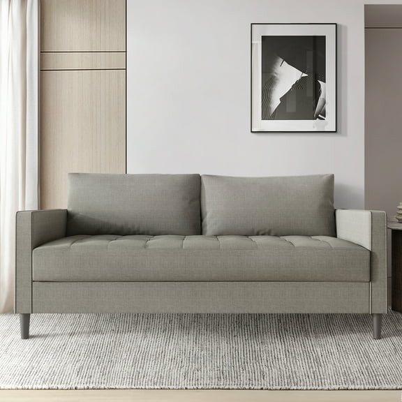 Castle Place Classic Linen Upholstered Sofa, Grey