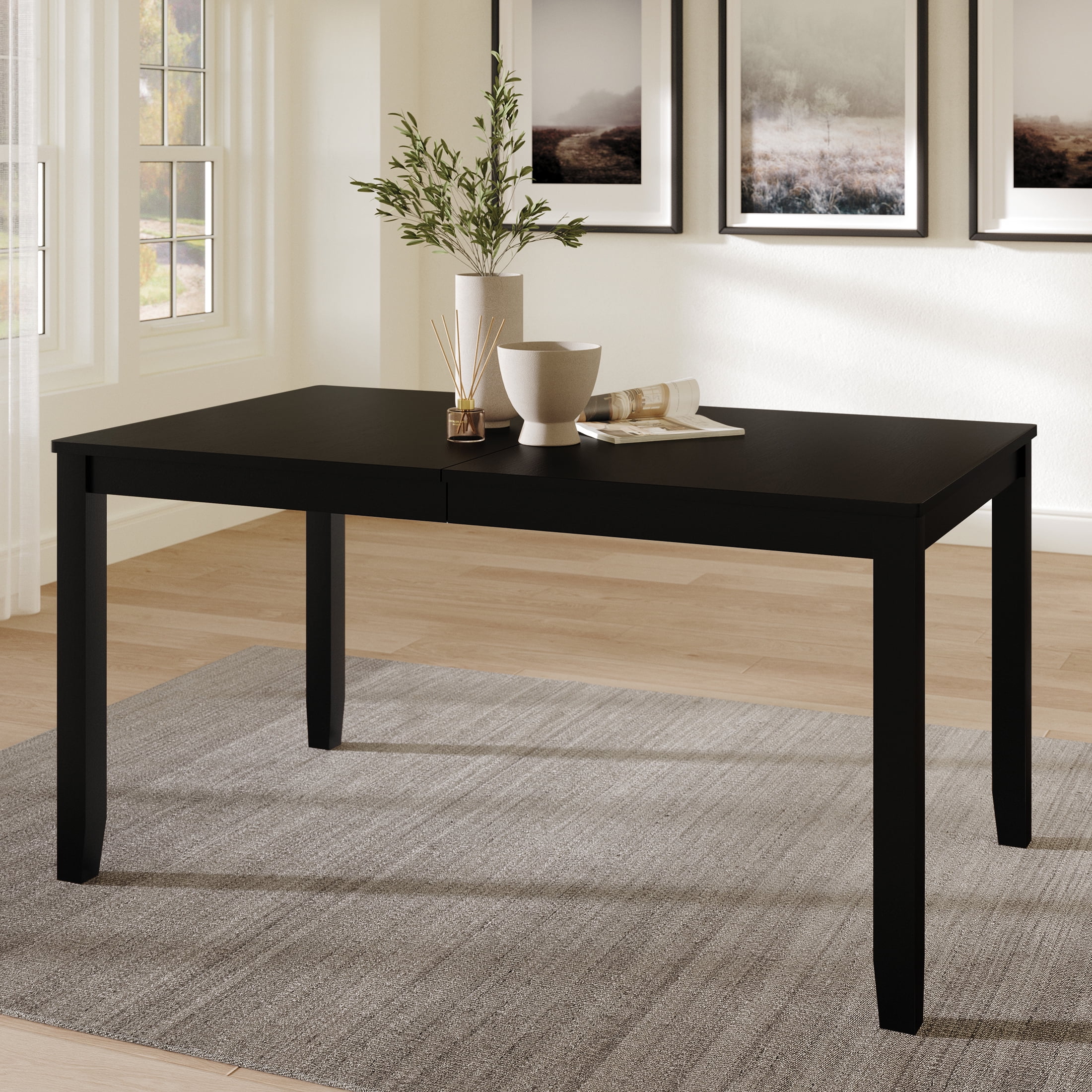 Castle Place Classic Rectangle Wooden Indoor Dining Table, Black