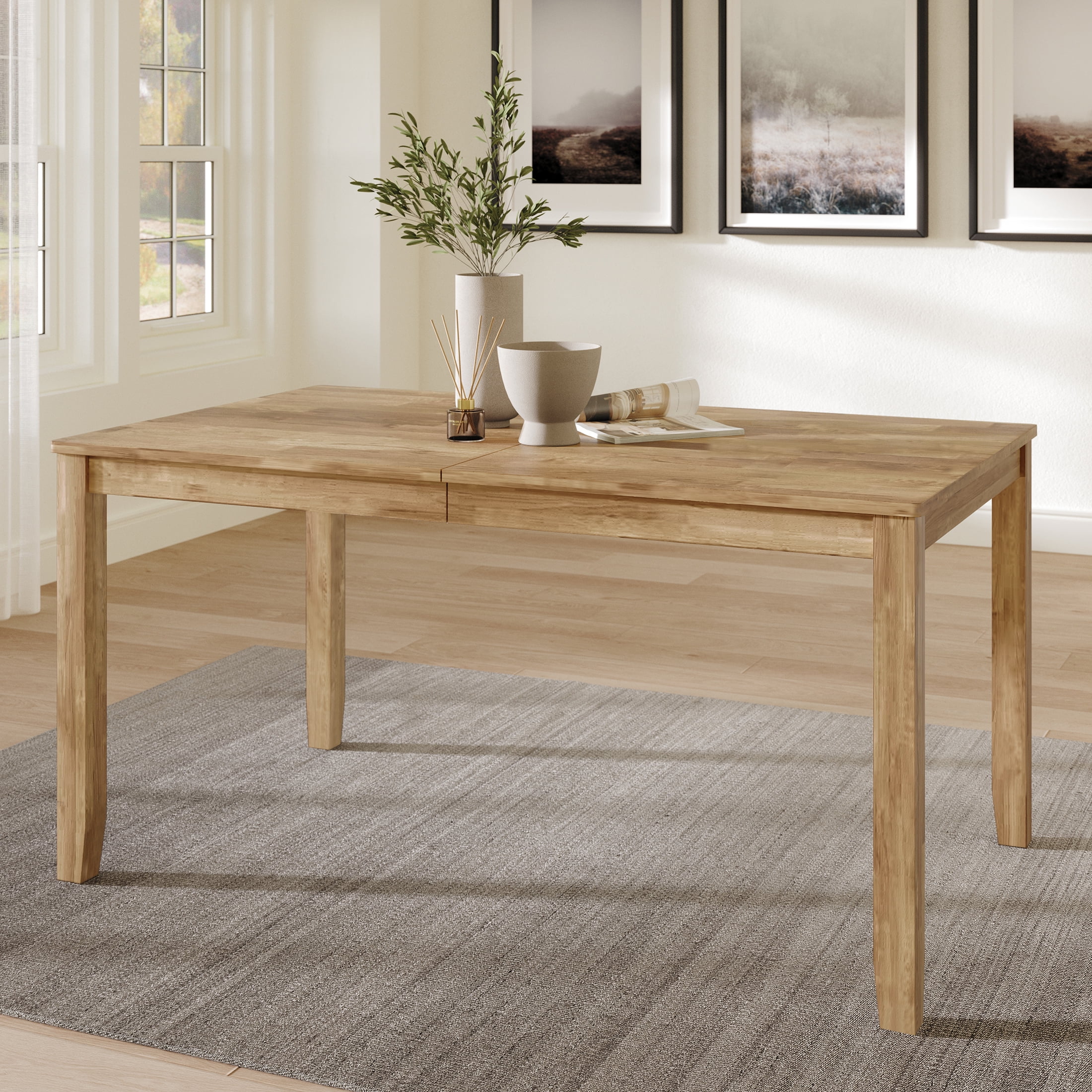 Natural Oak 59" Rectangular Wooden Dining Table