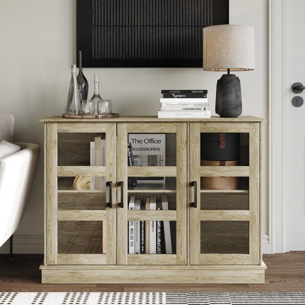 Castle Place Classic Sideboard Buffet Cabinet, Light Oak