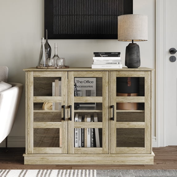 Castle Place Classic Sideboard Buffet Cabinet, Light Oak