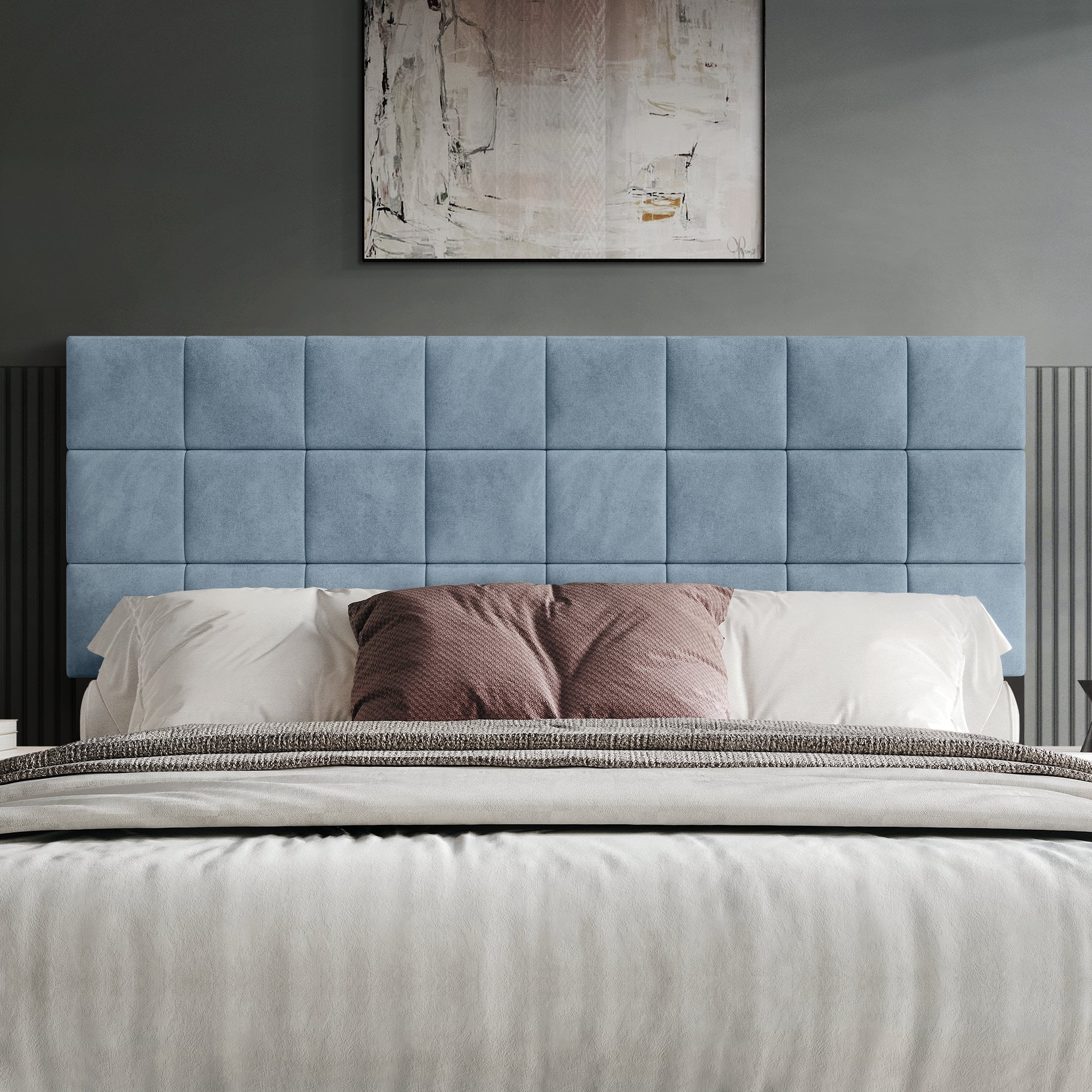 Castle Place Classic Sqaure Tufted Velvet Upholstered Twin Headboard ...
