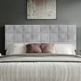 thumbnail image 1 of Castle Place Classic Sqaure Tufted Velvet Upholstered Twin Headboard, Silver Grey, 1 of 8