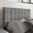 thumbnail image 1 of Castle Place Upholstered Linen Headboard, Twin Size, Square Button-Tufted, Light Grey, 1 of 8