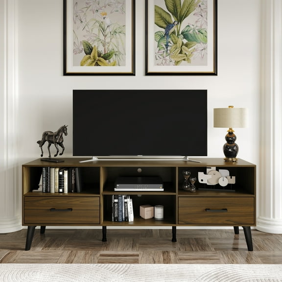 Castle Place Classic TV Stand Console for TVs up to 65", Brown