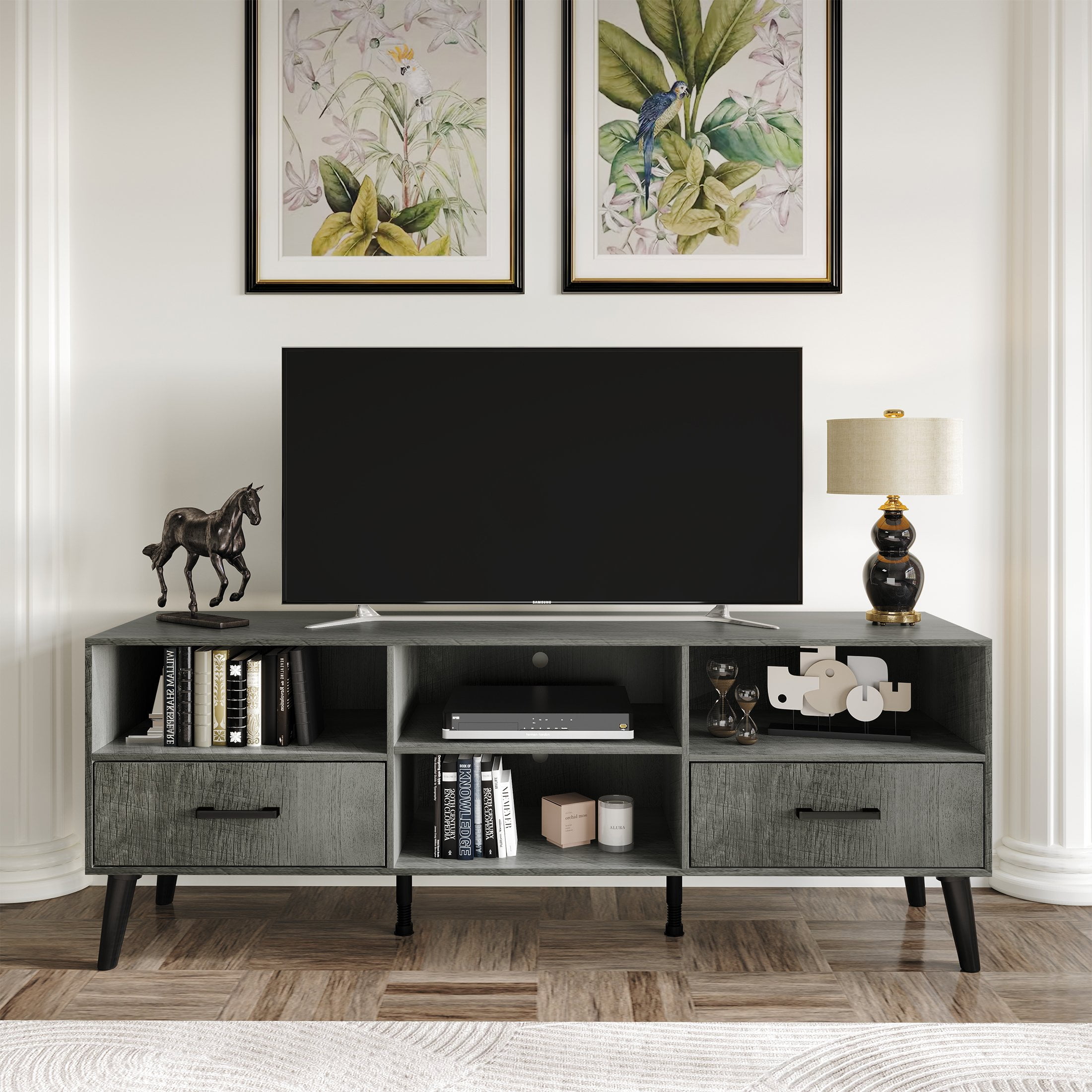 Castle Place Classic TV Stand Console for TVs up to 65", Grey