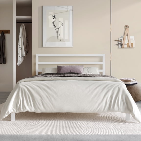 Castle Place Classic Twin Metal Platform Bed in White