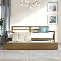 Castle Place Classic Twin Size Wooden Daybed With Trundle, Light Oak